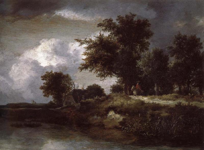 Jacob van Ruisdael Wooded river bank Germany oil painting art